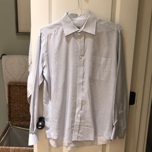 Ike Behar Blue and White Striped Dress Shirt